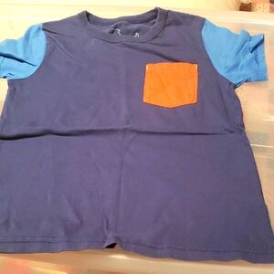 6-7 Blue and Orange Pocket T-Shirt mini boden